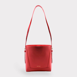 Borsa midi Oli in Apple Skin rossa, vista frontale con tracolla regolabile