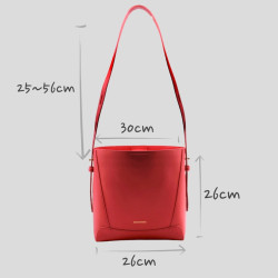 Schema misure borsa Oli in Apple Skin: altezza 26 cm, larghezza 26/30 cm