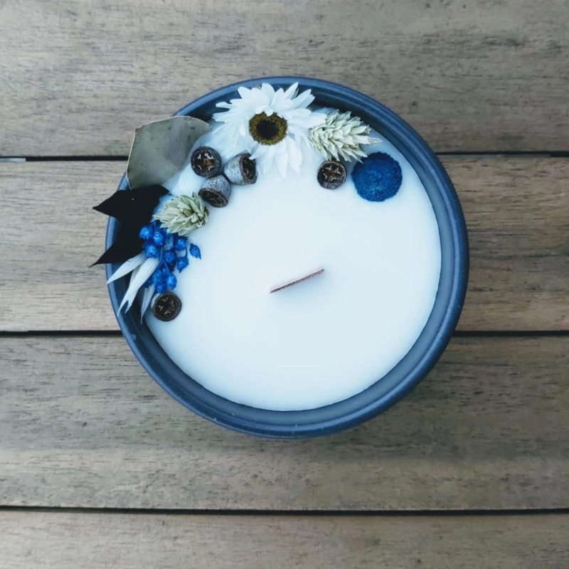 Candela Artigianale Blu Jasmine - 100% Naturale e Vegetale
