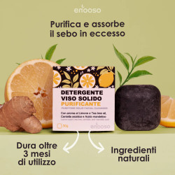 Detergente Viso Solido Purificante | Carbone, Acido Mandelico e Tea Tree