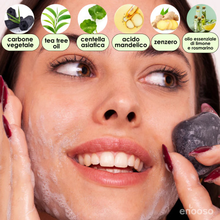 Detergente Viso Solido Purificante | Carbone, Acido Mandelico e Tea Tree