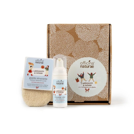 Cofanetto regalo mousse viso pelle sensibile e guanto struccante bio