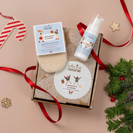 Cofanetto regalo mousse viso pelle sensibile e guanto struccante bio